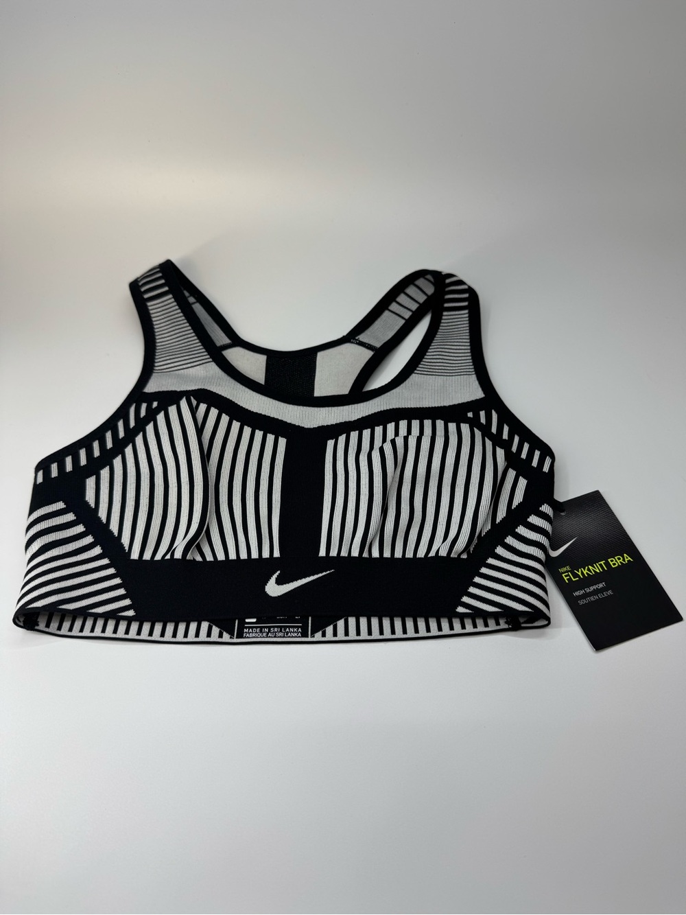 Nike Womens Black and White Fly Knit High Support Sports Bra Size XS